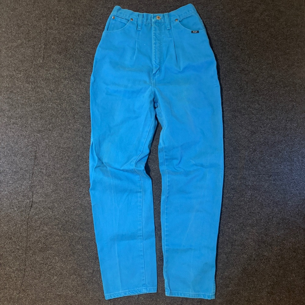 Vintage Wrangler 13MWZ Turquoise Blue High Rise Jeans Made in USA 13/14 x 32